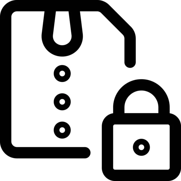 Zip Icono Bloqueo Archivo Estilo Esquema — Vector de stock