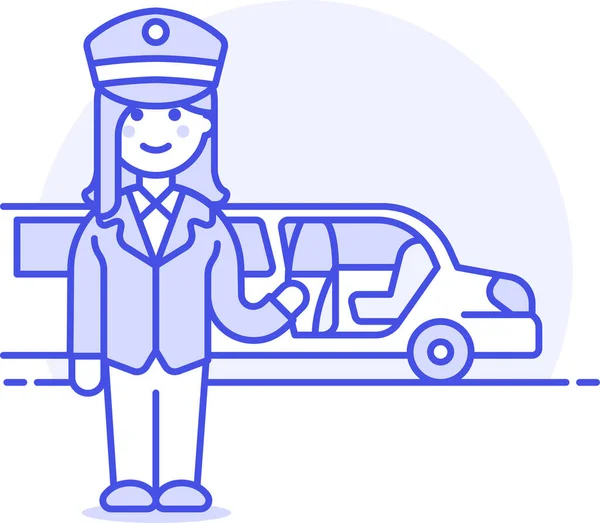 Chauffeur Événement Icône Féminine Dans Catégorie Véhicules Modes Transport — Image vectorielle