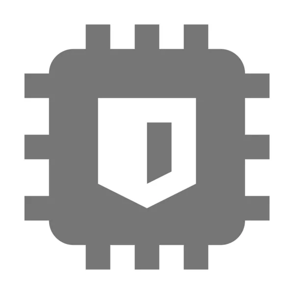 Escudo Chip Computadora Icono Seguridad Estilo Sólido — Archivo Imágenes Vectoriales