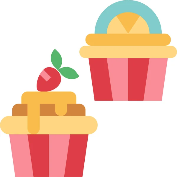 Cupcake Dessert Muffin Icoon Platte Stijl — Stockvector