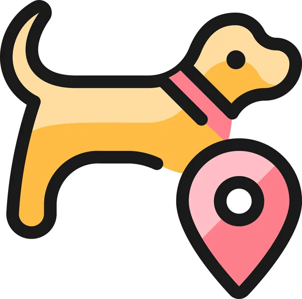 Pet Tracking Hond Pictogram Gevulde Outline Stijl — Stockvector