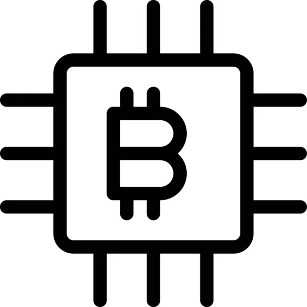 Bitcoin Blokchain Btc Ikon Körvonalazott Stílusban — Stock Vector