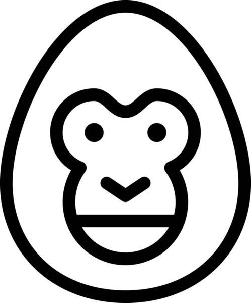 Zwierzęta Małpa Twarz Ikona Zarysie Stylu — Wektor stockowy