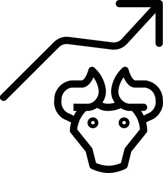 Bull Finanza Aumentare Icona Stile Contorno — Vettoriale Stock