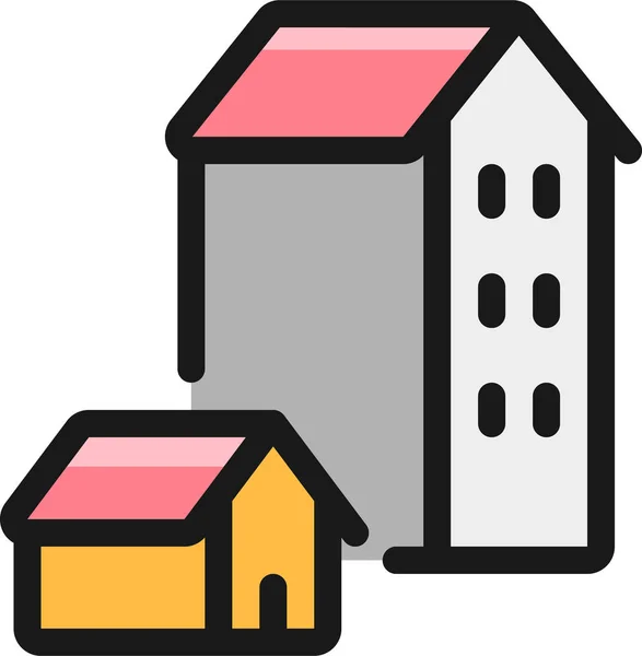 Hausbau Icon Mit Ausgefüllten Konturen Stil Mit Ausgefüllten Konturen — Stockvektor