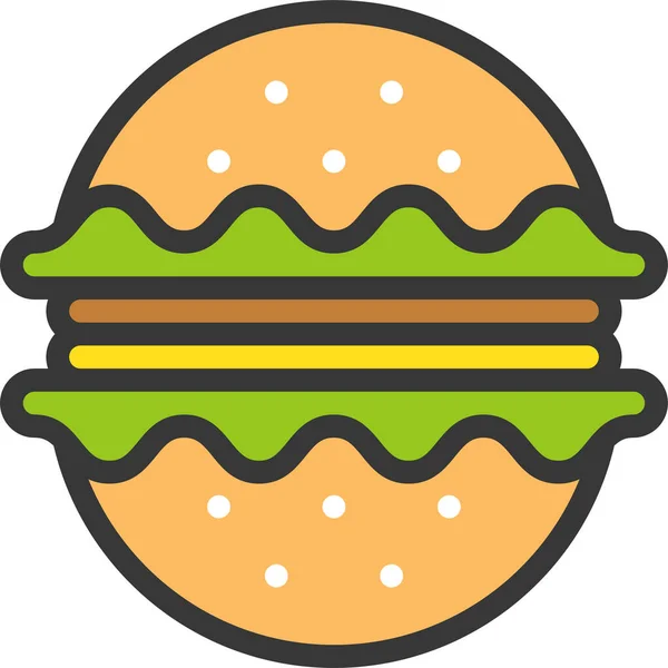 Fast Food Hamburger Ikone Sattem Umriss — Stockvektor