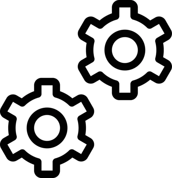Cog Double Gear Icon Outline Style — Stock Vector