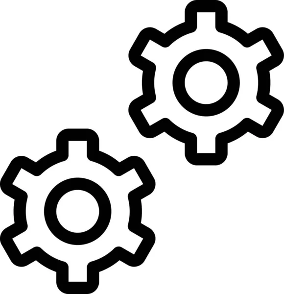 Tandwiel Dubbele Versnelling Pictogram Omtrek Stijl — Stockvector