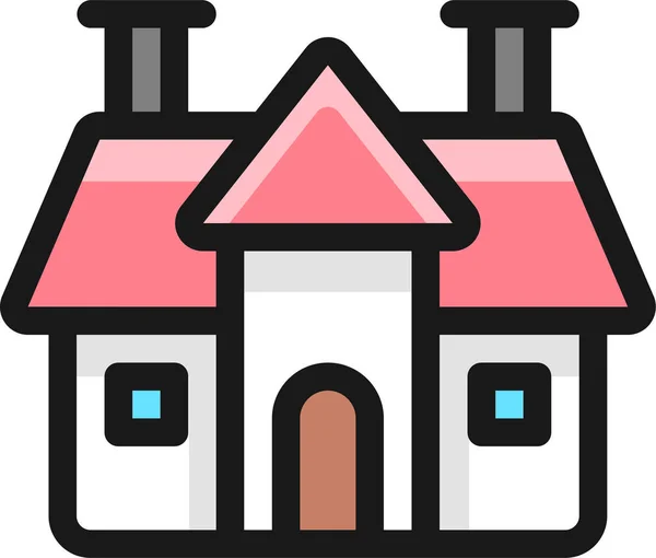 House Retro Filled Outline Icon Dalam Gaya Filled Outline - Stok Vektor