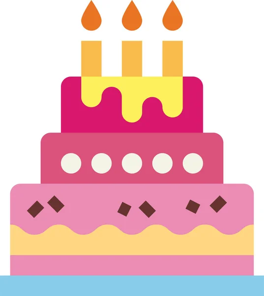 Baker Birthday Cake Icon Flat Style — Stock Vector