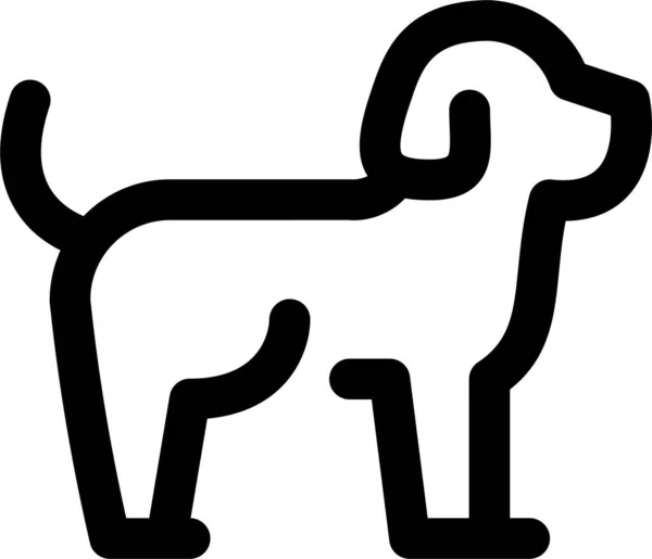 アウトラインスタイルでの犬の哺乳動物のアイコン — ストックベクタ