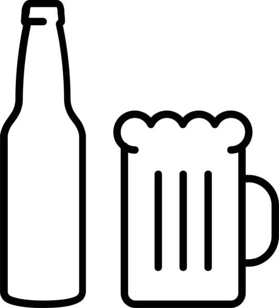 Alkohol Flaska Ikon Kontur Stil — Stock vektor