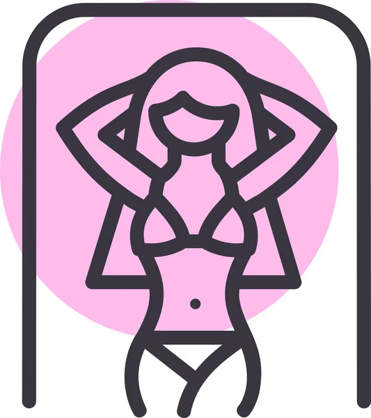 Beach Bikini Sunbathing Icon Filled Outline Style — Stock Vector
