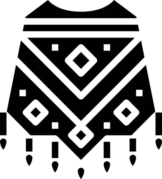 Ropa Icono Poncho Mexicano Estilo Sólido — Vector de stock