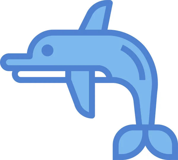 動物カテゴリーの動物イルカのライフアイコン — ストックベクタ