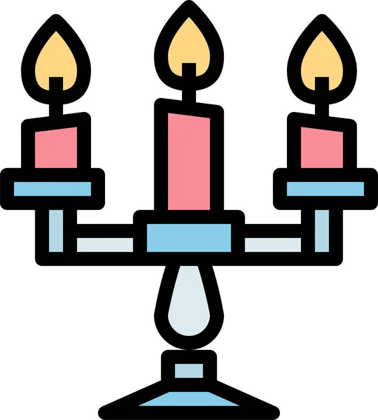 Candelabros Velas Icono Los Muebles Estilo Contorno Lleno — Archivo Imágenes Vectoriales