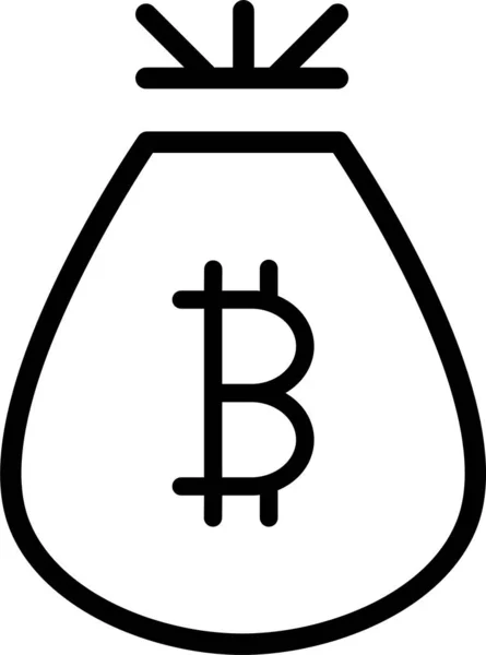 Beutel Belohnen Bitcoin Symbol Umriss Stil — Stockvektor