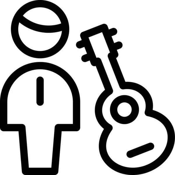 Concierto Guitarrista Esquema Icono Estilo Esquema — Archivo Imágenes Vectoriales