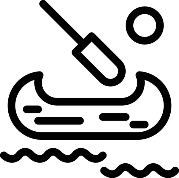 Значок Човна Канада Каяка Контурному Стилі — стоковий вектор