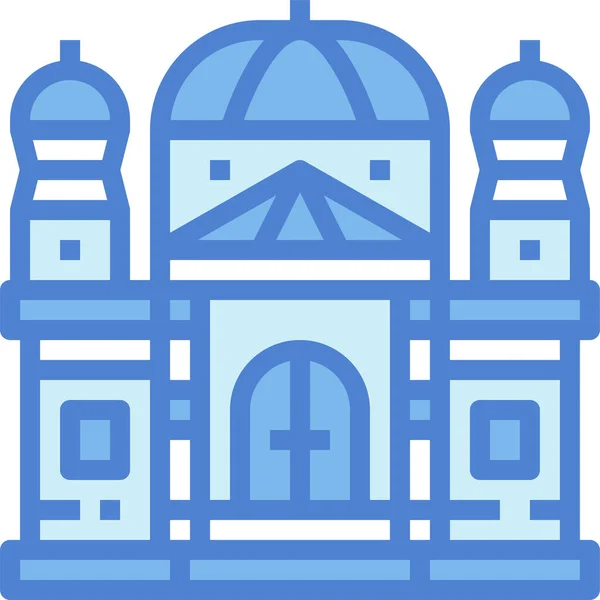 Icono Católico Basílica Arquitectónica Estilo Contorno Relleno — Vector de stock