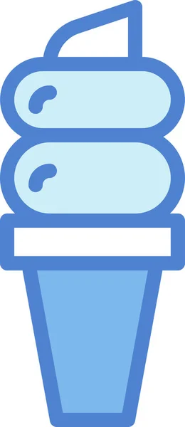 Icono Postre Crema Cono Estilo Contorno Lleno — Vector de stock