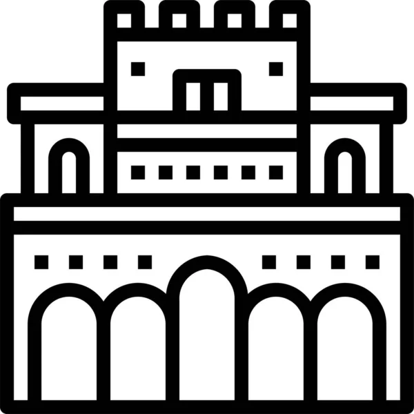 Alhambra Andaluská Architektonická Ikona Stylu Osnovy — Stockový vektor