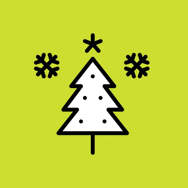 Oslava Vánoční Sněhové Ikony Stylu Osnovy — Stockový vektor