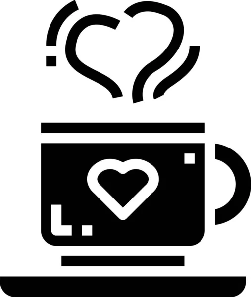 Coffee Drink Hot Icon Love Romance Category — Stock Vector