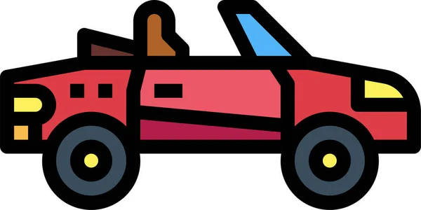 Coche Cabriolet Coche Icono Estilo Contorno Lleno — Vector de stock