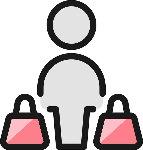 Shopping Bag Carry Icon Filled Outline Style — Stock Vector