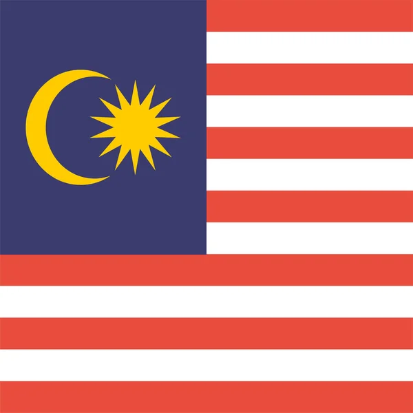 Land Vlag Malaysia Pictogram Platte Stijl — Stockvector