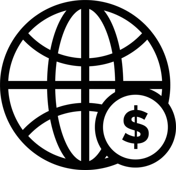 Ikona Globusu Obchodního Dolaru Stylu Osnovy — Stockový vektor