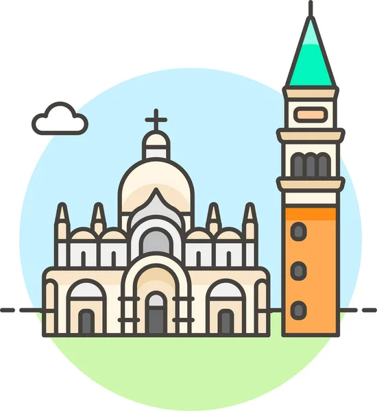 Architecture Basilica Campanile Icon Culture Communities Category — Stock Vector