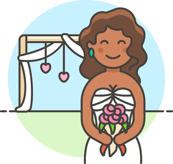 Hochzeitspaar Braut Ikone Der Kategorie Liebesromantik — Stockvektor