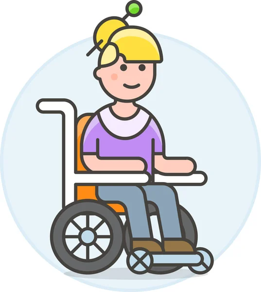 Aid Disability Female Icon Filled Outline Style — Stock Vector