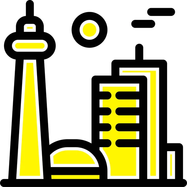 Budova Města Kanada Ikona Kategorii Kultura Komunity — Stockový vektor