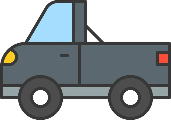 Pickup Coche Camioneta Icono Tráfico Estilo Contorno Lleno — Archivo Imágenes Vectoriales