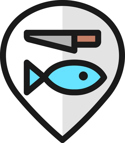 Ikona Stylu Pin Fish Stylu Filled Outline — Stockový vektor