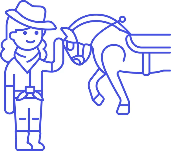 Icône Cow Boy Bandanna Dans Style Contour — Image vectorielle