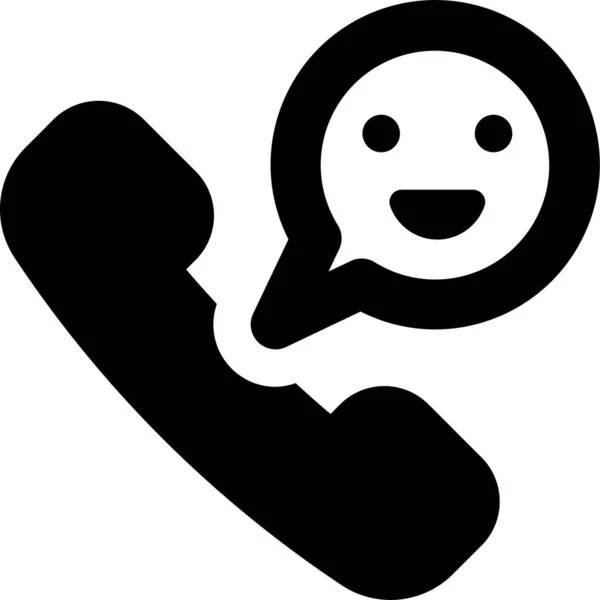 Telefoon Acties Glimlach Pictogram Vaste Stijl — Stockvector