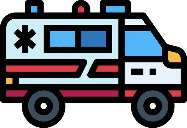 Ambulanza Auto Icona Emergenza Pieno Stile Contorno — Vettoriale Stock