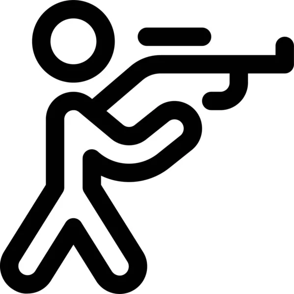 Schießen Gewehr Person Ikone Umriss Stil — Stockvektor