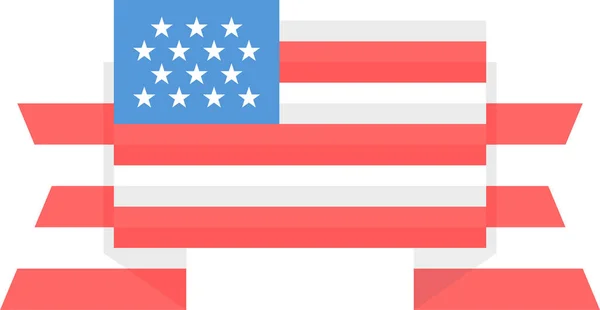 Amerika Banner Flagge Ikone Flachen Stil — Stockvektor
