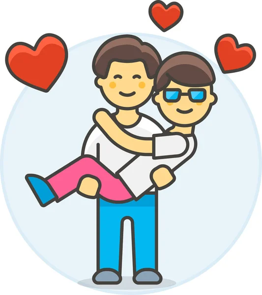 Couple Gay Heureux Icône — Image vectorielle