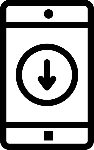 Icono Flecha Hacia Abajo Aplicación Estilo Esquema — Vector de stock