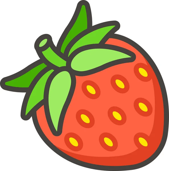 1F353 Strawberry Filled Outline Icon Filled Outline Style — Stock Vector