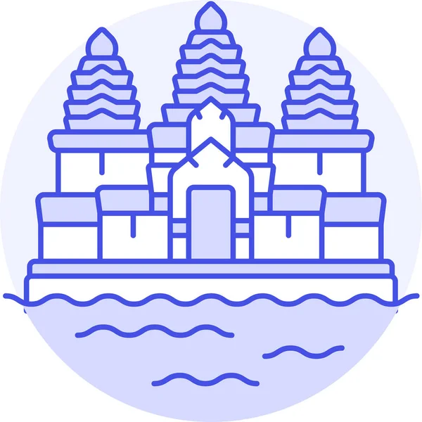 Angkor Arkitektur Cambodia Ikon Fylld Kontur Stil — Stock vektor