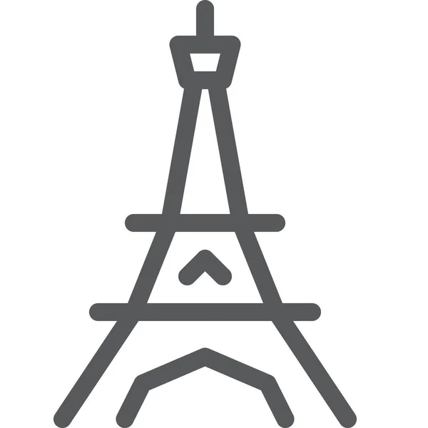 Eiffel Torony Építészeti Ikon Körvonalazott Stílusban — Stock Vector