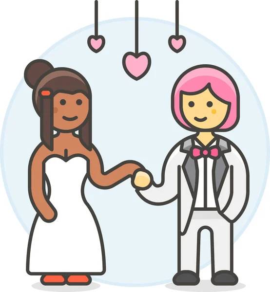 Wedding Ceremony Lesbian Icon — Stock Vector