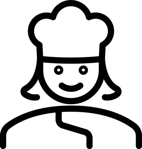 Chef Profesiones Mujer Icono Estilo Del Esquema — Vector de stock